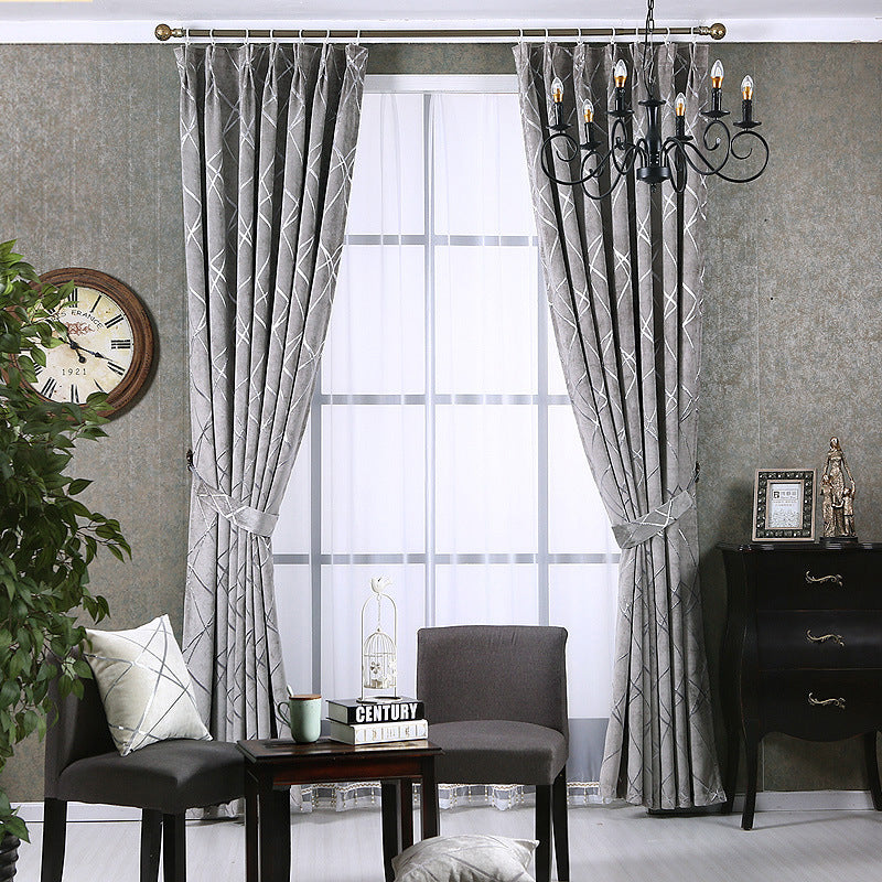 Solid Color Simple Modern Light Luxury Living Room Chenille Blackout Curtains - NOMAN STORE LLC