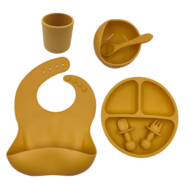 Baby Cutlery Set Silicone Bib Silicone Cup Spoon - NOMAN STORE LLC