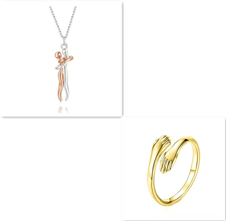 Love Hug Necklace Unisex Men Women Couple Jewelry Simple Temperament Clavicle Chain Valentines Day Lover Gift - NOMAN STORE LLC