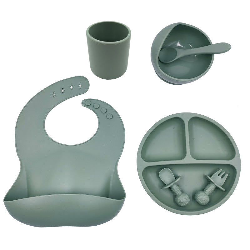 Baby Cutlery Set Silicone Bib Silicone Cup Spoon - NOMAN STORE LLC