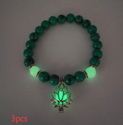 Energy Luminous Lotus Natural Stone Bracelet Yoga Healing Luminous Glow In The Dark Charm Beads Bracelet For Men Women Prayer Buddhism - NOMAN STORE LLC
