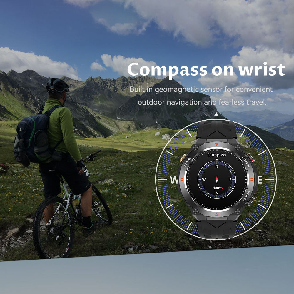 SENBONO GPS Smart Watch Men 1.45'' HD Screen Built-In GPS Altimeter Barometer Compass AI Voice Compatible With Android & IPhone - NOMAN STORE LLC
