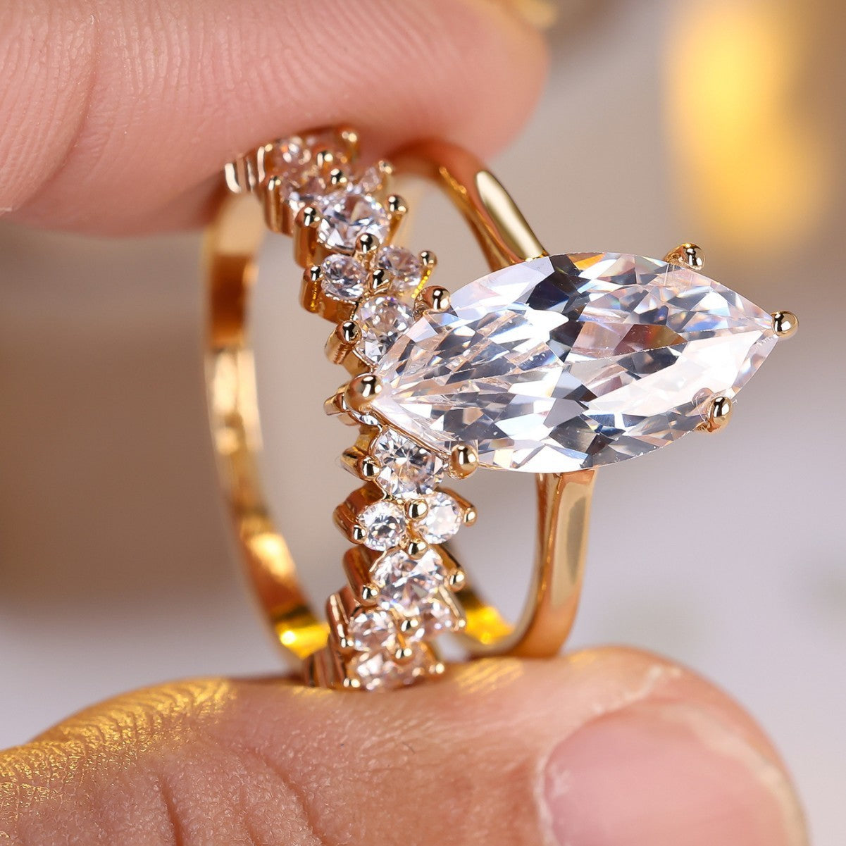 Women's Full Circle White Diamond Ring Set - NOMAN STORE LLC