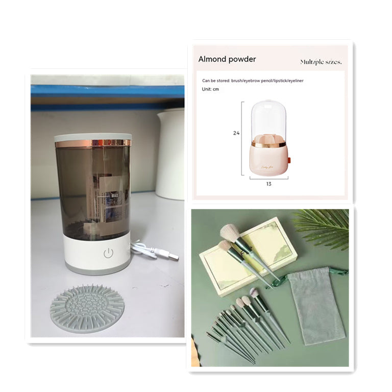 Women Eye Shadow Brush Cleaning Tool Portable Electric Makeup Brush Cleaner Machine With USB Charging Automatic Cosmetic Brush - NOMAN STORE LLC