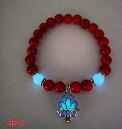 Energy Luminous Lotus Natural Stone Bracelet Yoga Healing Luminous Glow In The Dark Charm Beads Bracelet For Men Women Prayer Buddhism - NOMAN STORE LLC