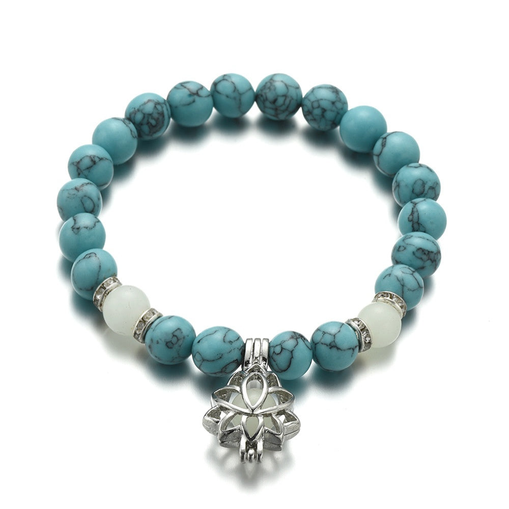 Energy Luminous Lotus Natural Stone Bracelet Yoga Healing Luminous Glow In The Dark Charm Beads Bracelet For Men Women Prayer Buddhism - NOMAN STORE LLC