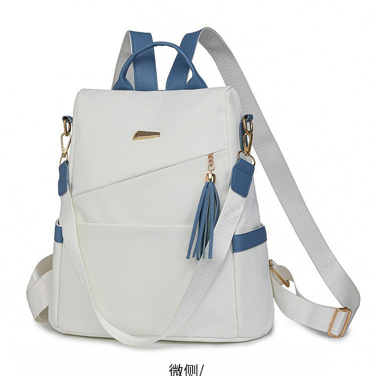 Oxford Cloth Stitching Women'S Backpack Anti-Theft Back Zipper Girls Schoolbag Casual Travel Double Shoulder Backpack - NOMAN STORE LLC