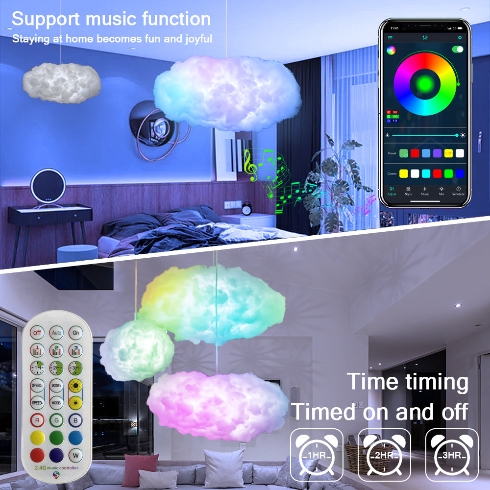 USB Cloud Light APP Control Music Synchronization 3D RGBIC Ambient Light Lightning Simulation Clouds Bedroom Room Light - NOMAN STORE LLC