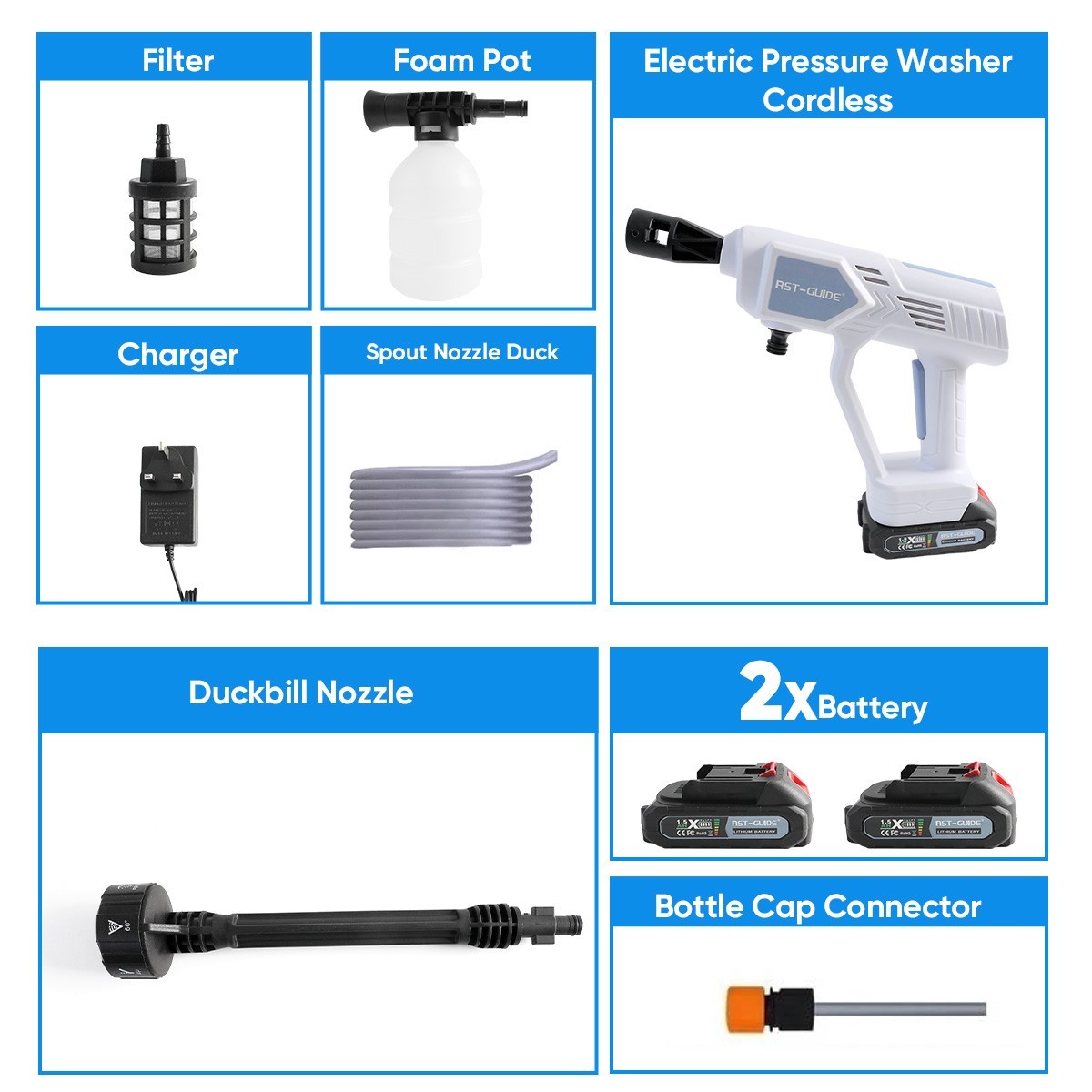 Car Pressure Washer Water Cordless High Power Jet Wash Cleaner Portable 2Battery - NOMAN STORE LLC