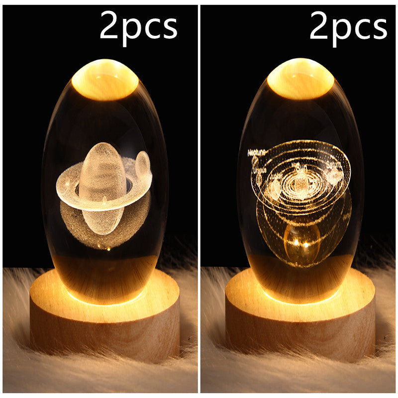 LED Night Light Galaxy Crystal Ball Table Lamp 3D Planet Moon Lamp Bedroom Home Decor For Kids Party Children Birthday Gifts - NOMAN STORE LLC