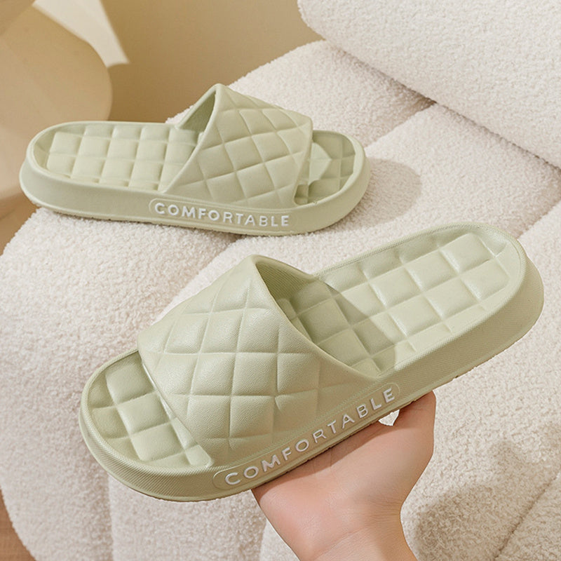 Men's Home Slippers With Plaid Design Soft-soled Silent Indoor Floor Bathing Slippers Women House Shoes Summer - NOMAN STORE LLC