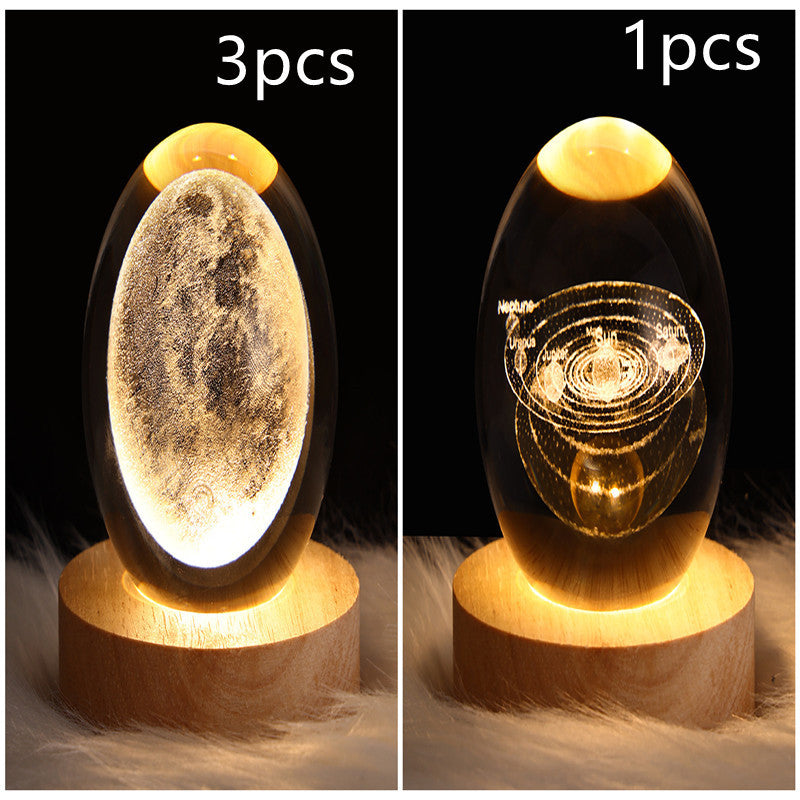 LED Night Light Galaxy Crystal Ball Table Lamp 3D Planet Moon Lamp Bedroom Home Decor For Kids Party Children Birthday Gifts - NOMAN STORE LLC