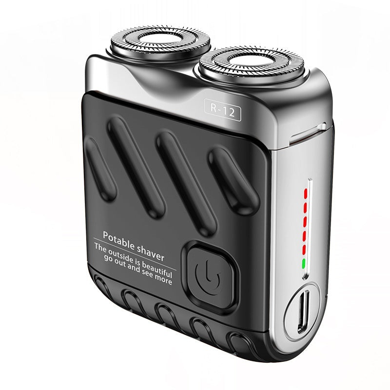 Portable Rotary Dual Ring Electric Shaver Men Travel Mini Shaver Double Floating Magnetic Blade Head Rechargeable Pocket Razors - NOMAN STORE LLC