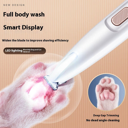 Pets Dog Paw Trimmer With LED Light Fully Waterproof Pet Hair Trimmer With LED Display Dog Clippers For Grooming Widen Blade - NOMAN STORE LLC