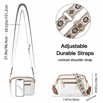 Ladies' Small Square Bag Two-tone Leather Crossbody Bag Large-capacity PU Crossbody Wallet Multi-functional For Women's Bag - NOMAN STORE LLC