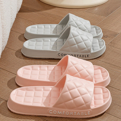Men's Home Slippers With Plaid Design Soft-soled Silent Indoor Floor Bathing Slippers Women House Shoes Summer - NOMAN STORE LLC