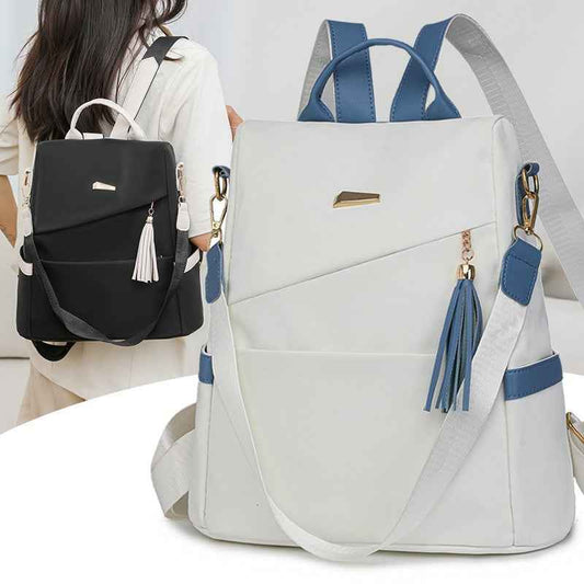 Oxford Cloth Stitching Women'S Backpack Anti-Theft Back Zipper Girls Schoolbag Casual Travel Double Shoulder Backpack - NOMAN STORE LLC