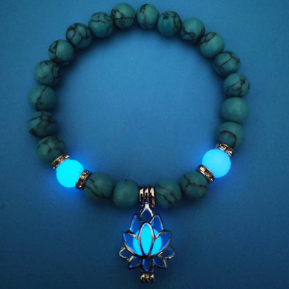 Energy Luminous Lotus Natural Stone Bracelet Yoga Healing Luminous Glow In The Dark Charm Beads Bracelet For Men Women Prayer Buddhism - NOMAN STORE LLC