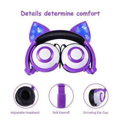 LED flashing cat ear headphones - NOMAN STORE LLC