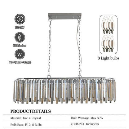 Modern Oval Crystal Chandelier Luxury Home Decor Fixtures - No Bulbs Unavailable Platform- Temu - NOMAN STORE LLC