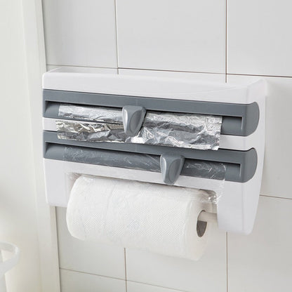 4-In-1 Kitchen Roll Holder Dispenser Kitchen Foil Film Wrap Tissue Paper 4 IN 1 Kitchen Roll Holder Dispenser - NOMAN STORE LLC