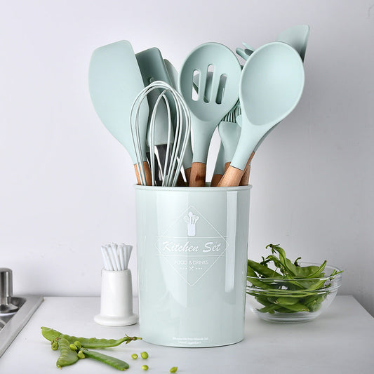 Silicone Kitchenware With Wooden Handle - NOMAN STORE LLC