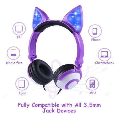 LED flashing cat ear headphones - NOMAN STORE LLC