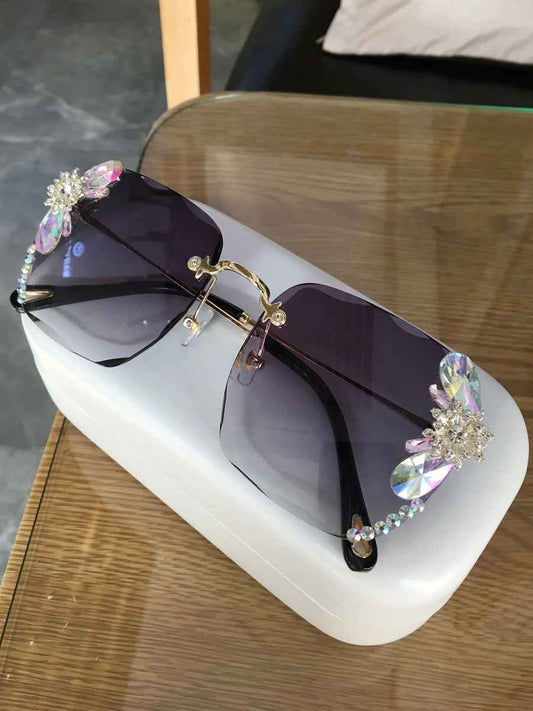 Frameless Trendy Rhinestone Sunglasses, Gradient Luxury Sunglasses Women - NOMAN STORE LLC