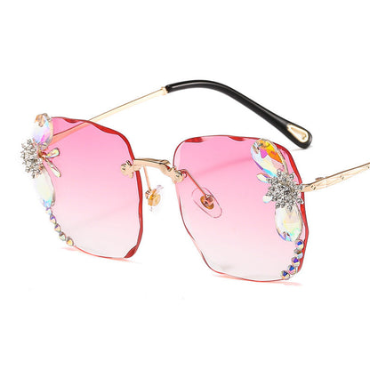 Frameless Trendy Rhinestone Sunglasses, Gradient Luxury Sunglasses Women - NOMAN STORE LLC