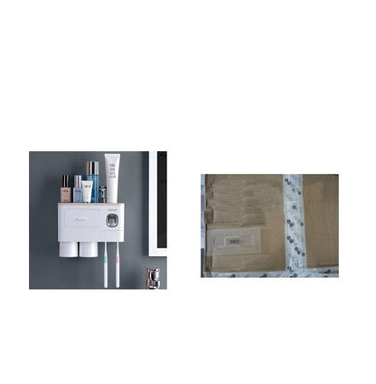 Non-marking Hanging Magnetic Toothbrush Holder Single Drawer Storage Rack With Toothpaste Squeezer Toiletry Set - NOMAN STORE LLC