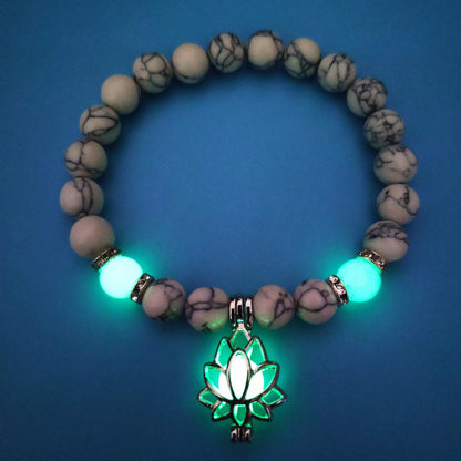 Energy Luminous Lotus Natural Stone Bracelet Yoga Healing Luminous Glow In The Dark Charm Beads Bracelet For Men Women Prayer Buddhism - NOMAN STORE LLC