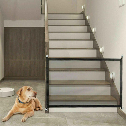 Pets Dog Cat Baby Safety Gate Mesh Fence Magic Portable Guard Net Stairs Doors - NOMAN STORE LLC