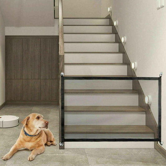 Pets Dog Cat Baby Safety Gate Mesh Fence Magic Portable Guard Net Stairs Doors - NOMAN STORE LLC