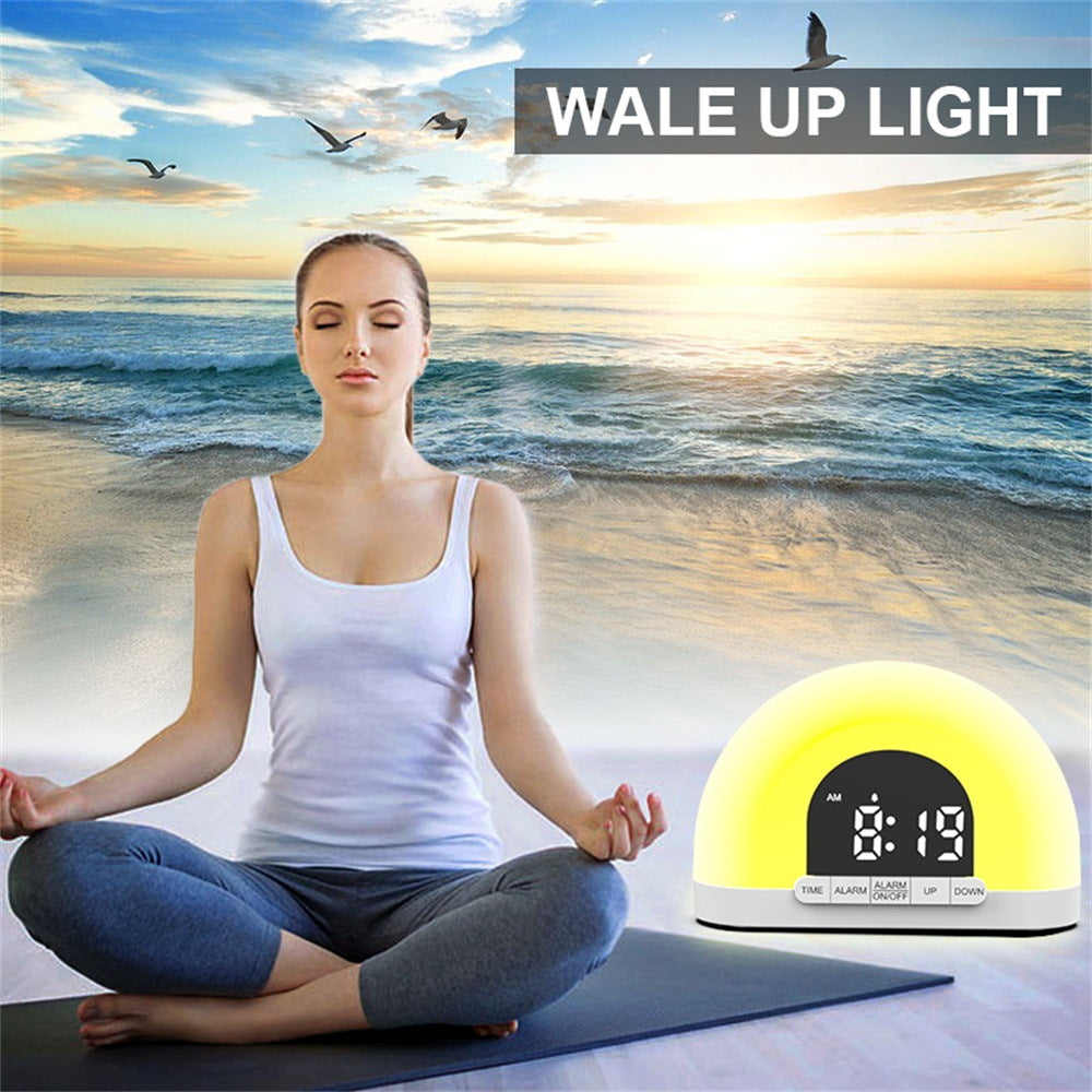 Sunrise wake-up light with clock display