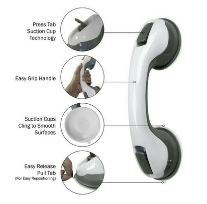Power Shower Grip Handle Bathroom Suction Grab Bar Safety Rail Tub Bath Vacuum - NOMAN STORE LLC