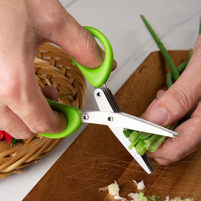 Multifunctional Multi-layer Green Onion Scissors Stainless Steel Onion Cutting Knife Herb Seaweed Spice Scissors Kitchen Scissor Kitchen Gadgets - NOMAN STORE LLC