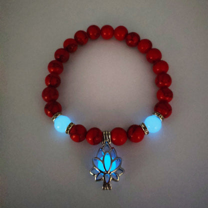 Energy Luminous Lotus Natural Stone Bracelet Yoga Healing Luminous Glow In The Dark Charm Beads Bracelet For Men Women Prayer Buddhism - NOMAN STORE LLC