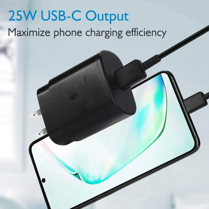 25w Super Fast Charger Type USB-C 10FT Cable For Galaxy S23 S22 S21 S20
