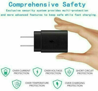 25w Super Fast Charger Type USB-C 10FT Cable For Galaxy S23 S22 S21 S20