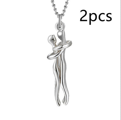 Love Hug Necklace Unisex Men Women Couple Jewelry Simple Temperament Clavicle Chain Valentines Day Lover Gift - NOMAN STORE LLC