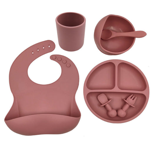 Baby Cutlery Set Silicone Bib Silicone Cup Spoon - NOMAN STORE LLC
