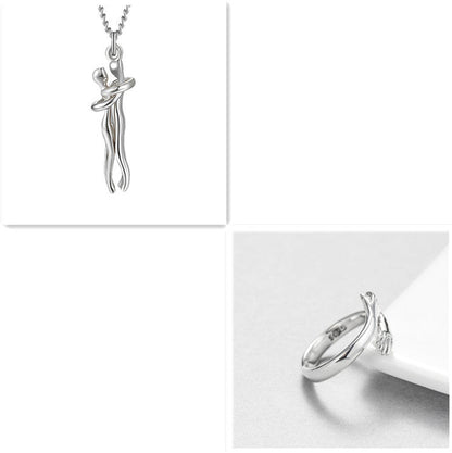 Love Hug Necklace Unisex Men Women Couple Jewelry Simple Temperament Clavicle Chain Valentines Day Lover Gift - NOMAN STORE LLC