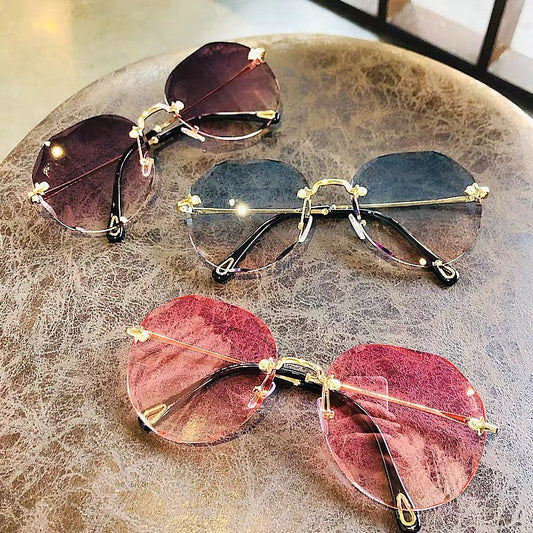 Polygonal Sunglasses Women Rimless Trimmed Sunglasses - NOMAN STORE LLC