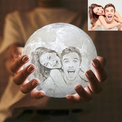 Custom moon lamp with couple photo