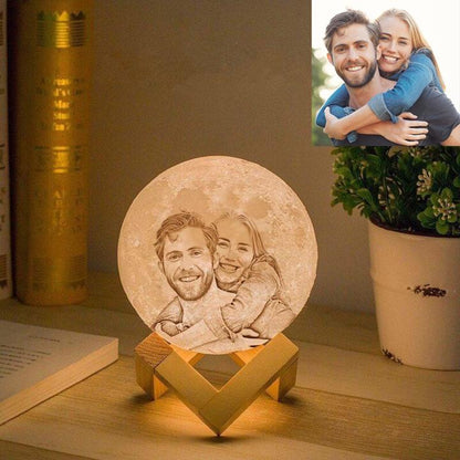 Moon lamp on wooden base
