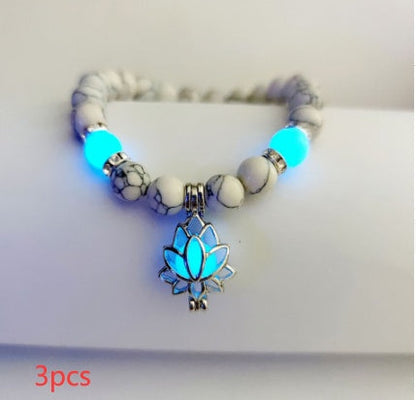 Energy Luminous Lotus Natural Stone Bracelet Yoga Healing Luminous Glow In The Dark Charm Beads Bracelet For Men Women Prayer Buddhism - NOMAN STORE LLC