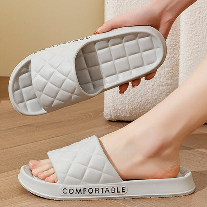 Men's Home Slippers With Plaid Design Soft-soled Silent Indoor Floor Bathing Slippers Women House Shoes Summer - NOMAN STORE LLC