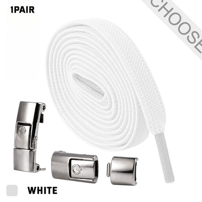 Press Lock Shoelaces Without Ties Elastic Laces Sneaker 8MM Widened Flat No Tie Shoe Laces Kids Shoelace For Shoes - NOMAN STORE LLC