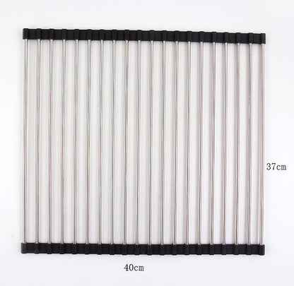 Folding Kitchen Drain Sink Rack Stainless Steel - NOMAN STORE LLC