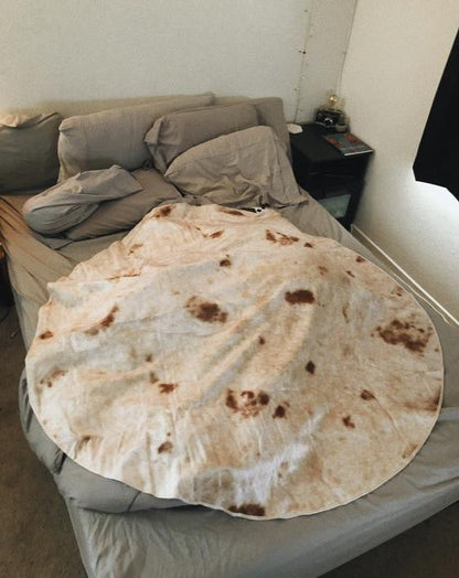 Super Soft Warm Flannel Burrito Blankets 280Gsm Round Shape Airplane Travel Throw Coral Fleece Tortilla Nap Wrap Blankets - NOMAN STORE LLC